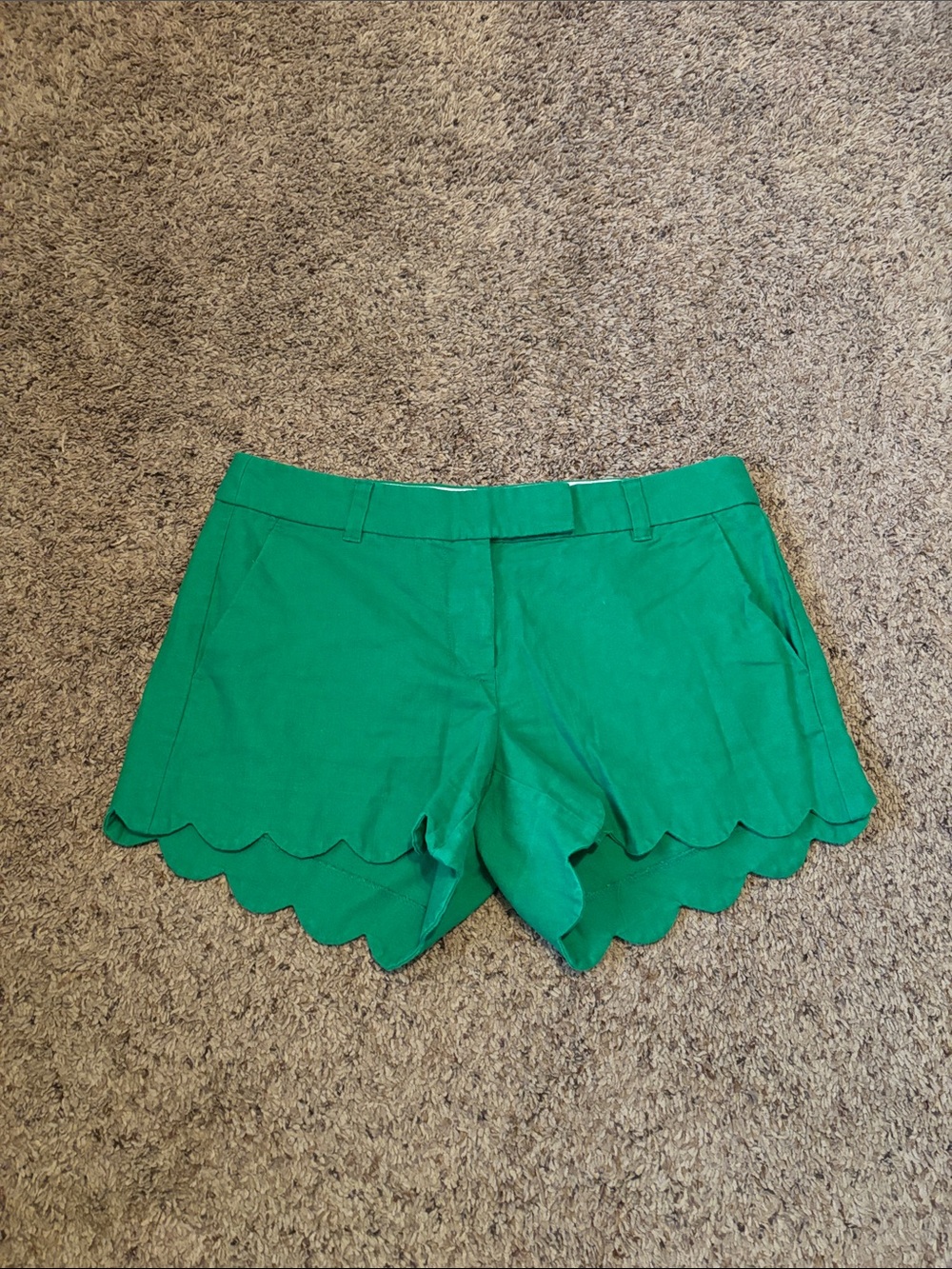 J. Crew Scallop Hem Green Shorts 6